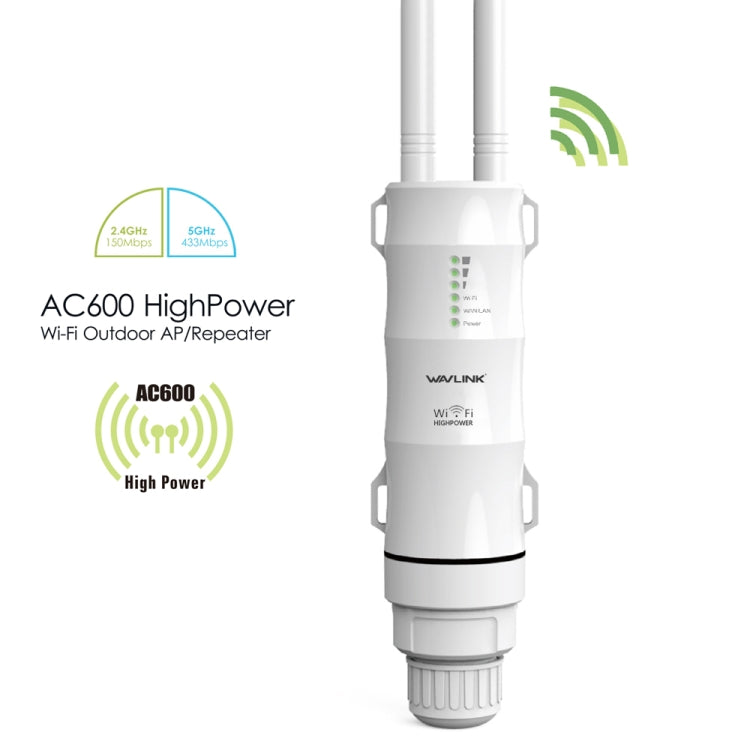 WAVLINK AC600 AP 2.4G/5G Dual Frequency Outdoor High Power Repeater, EU Plug, US Plug, UK Plug WAVLINK AC600 AP 2.4G/5G Dual Frequency Outdoor High Power Repeater, EU Plug, US Plug, UK Plug
